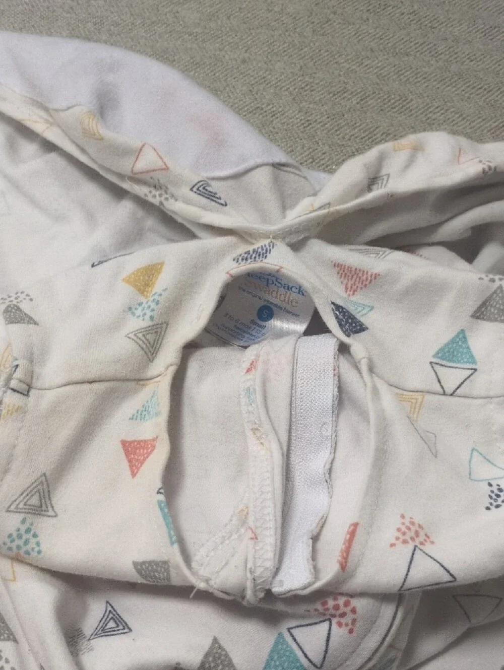Halo Cream Sleep Sack Pajamas with Multicolor Triangle Print